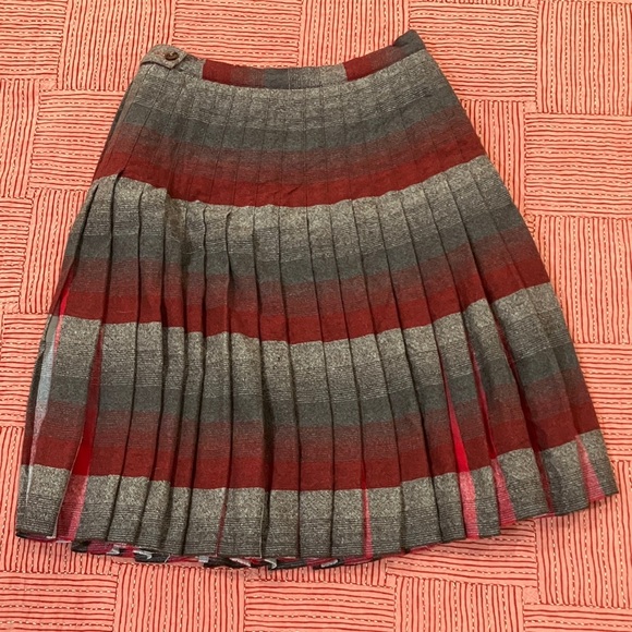 Vintage 1950s /1960s wool Scottish  reversible Pleated Skirt W25L21 - Picture 3 of 16